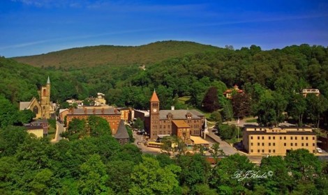 Beautiful view of Jim Thorpe, PA, a historic and charming town right along the D&L Trail