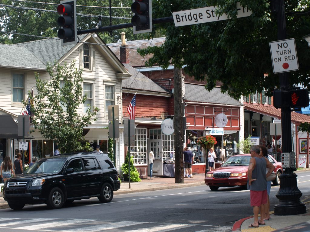 Downtown New Hope, PA, a stop along the 165 mile long D&L Trail