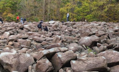 Hikers on the Ringing Rocks