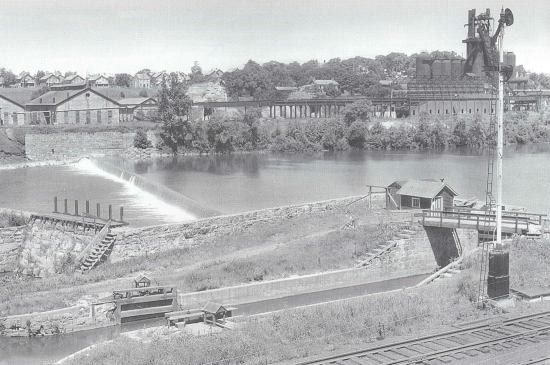 An historic photo of North Catasauqua's guard lock shows that during use the area was treeless.
